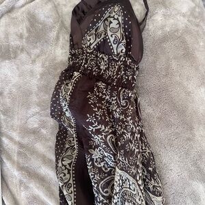 Brown and cream paisley Tuscan boho layered fairy dress